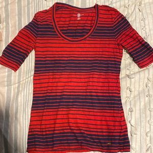 Tommy Hilfiger Size XS 3/4 Length Red and Navy Stripped Shirt